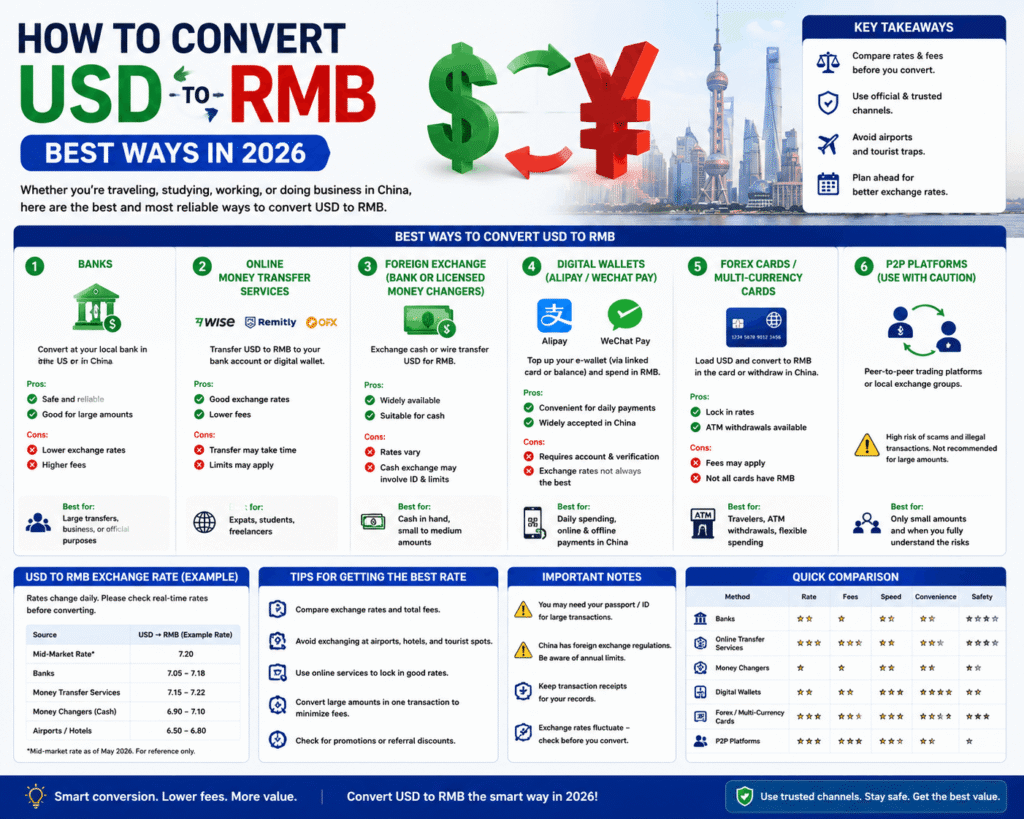 How to Convert USD to RMB Best Ways in 2026