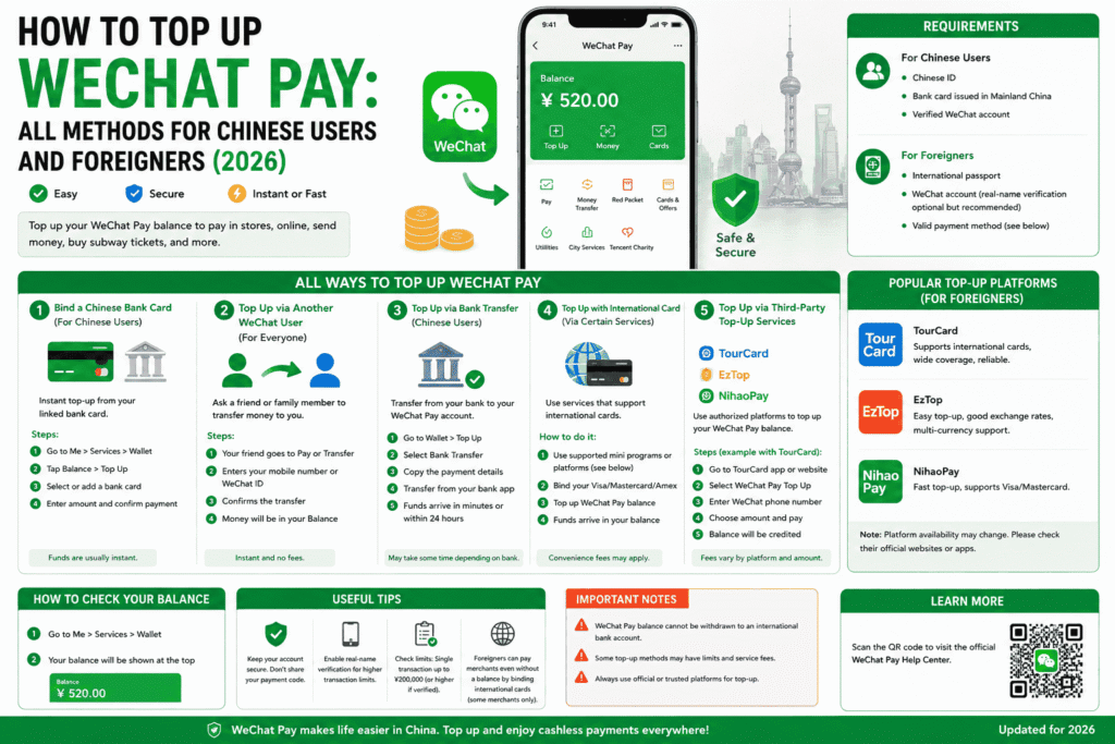 How to Top Up WeChat Pay All Methods for Chinese Users and Foreigners (2026)